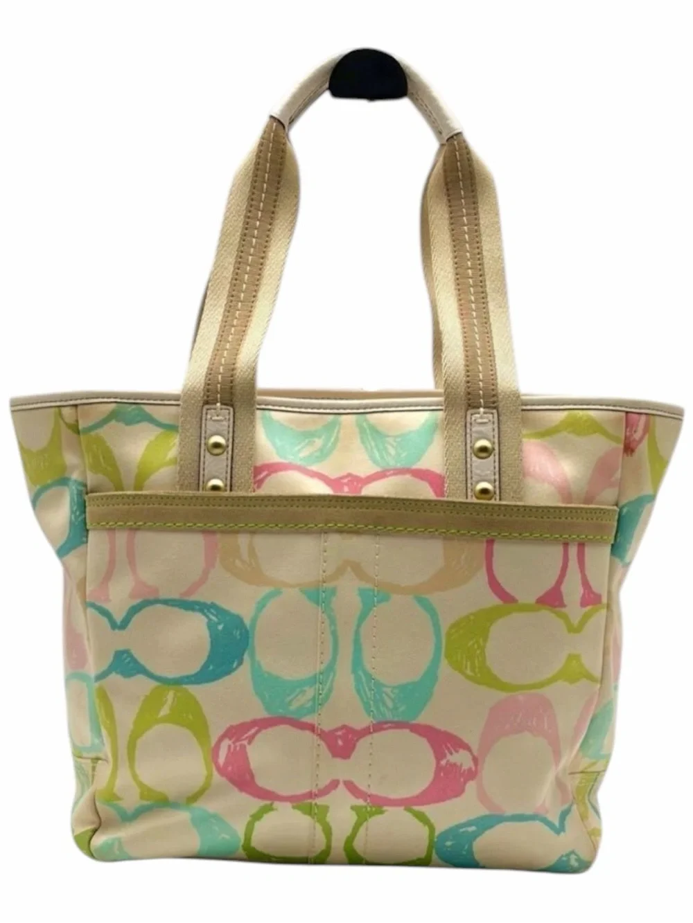 Rare Vintage 2000s Coach Hampton Scribble Tote Y2K Rainbow Logo